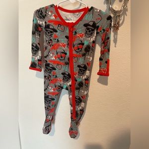 Duray Baby Hearts and Skulls Bamboo Footie Size 3-6 Month